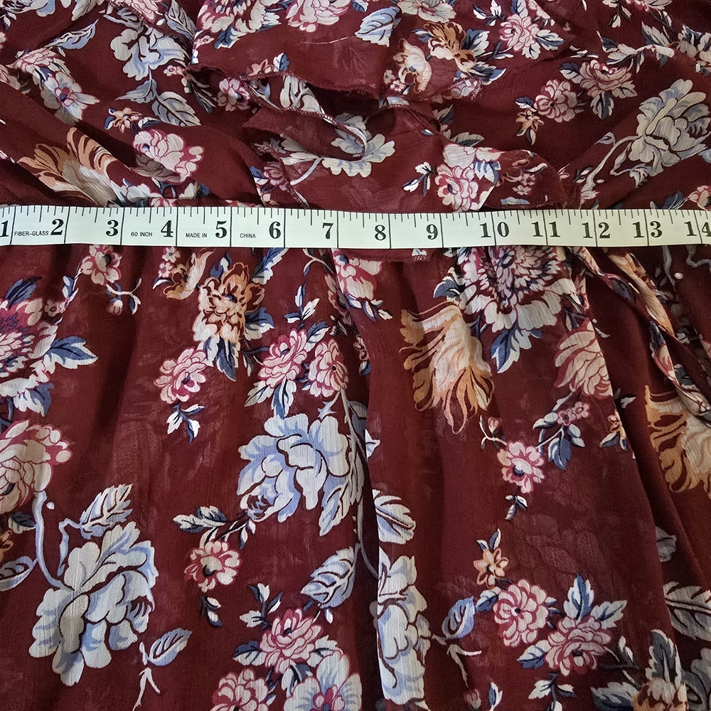 No Boundaries Burgundy Floral Ruffle Dress - Picture 7 of 9